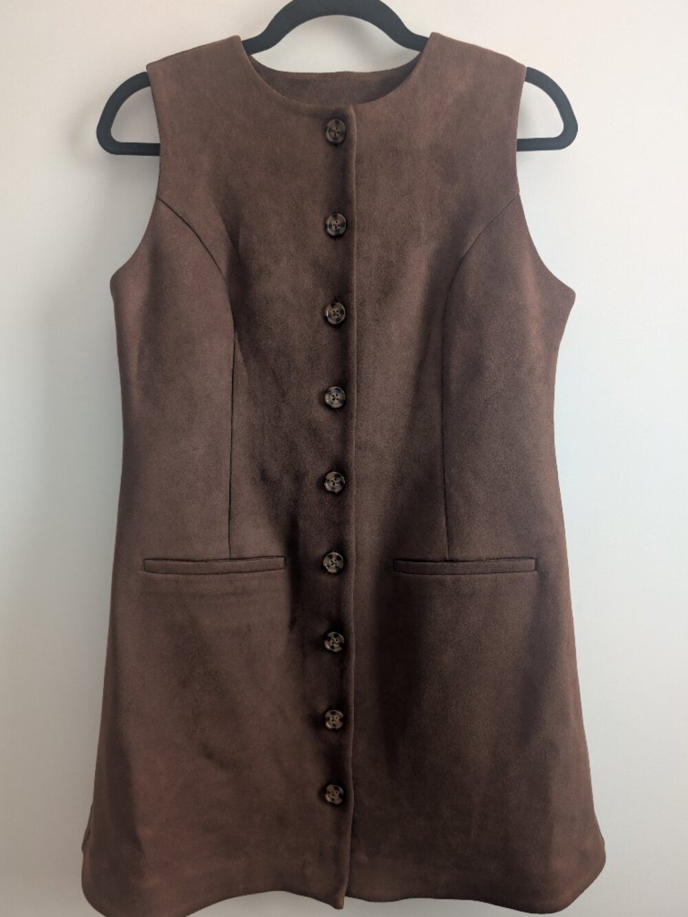 Brown Faux Suede Mini Shift Dress